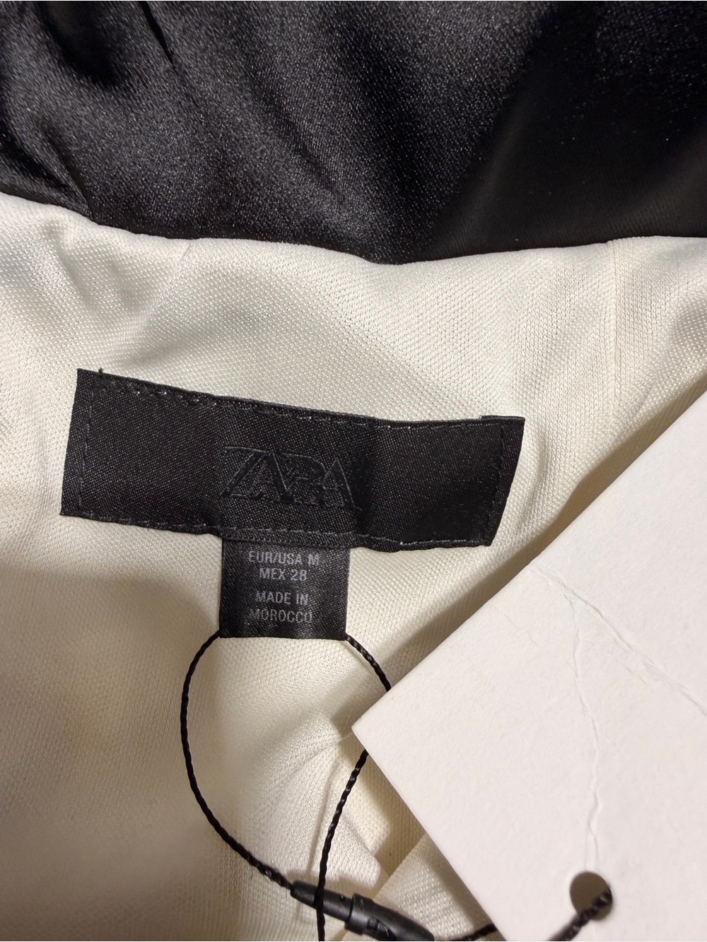 Zara White Strapless Mini Skirt with Black Bow Tie Detail - Picture 7 of 10